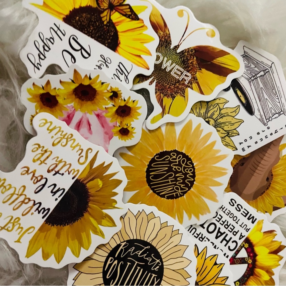 10 hydro flask sunflower stickers